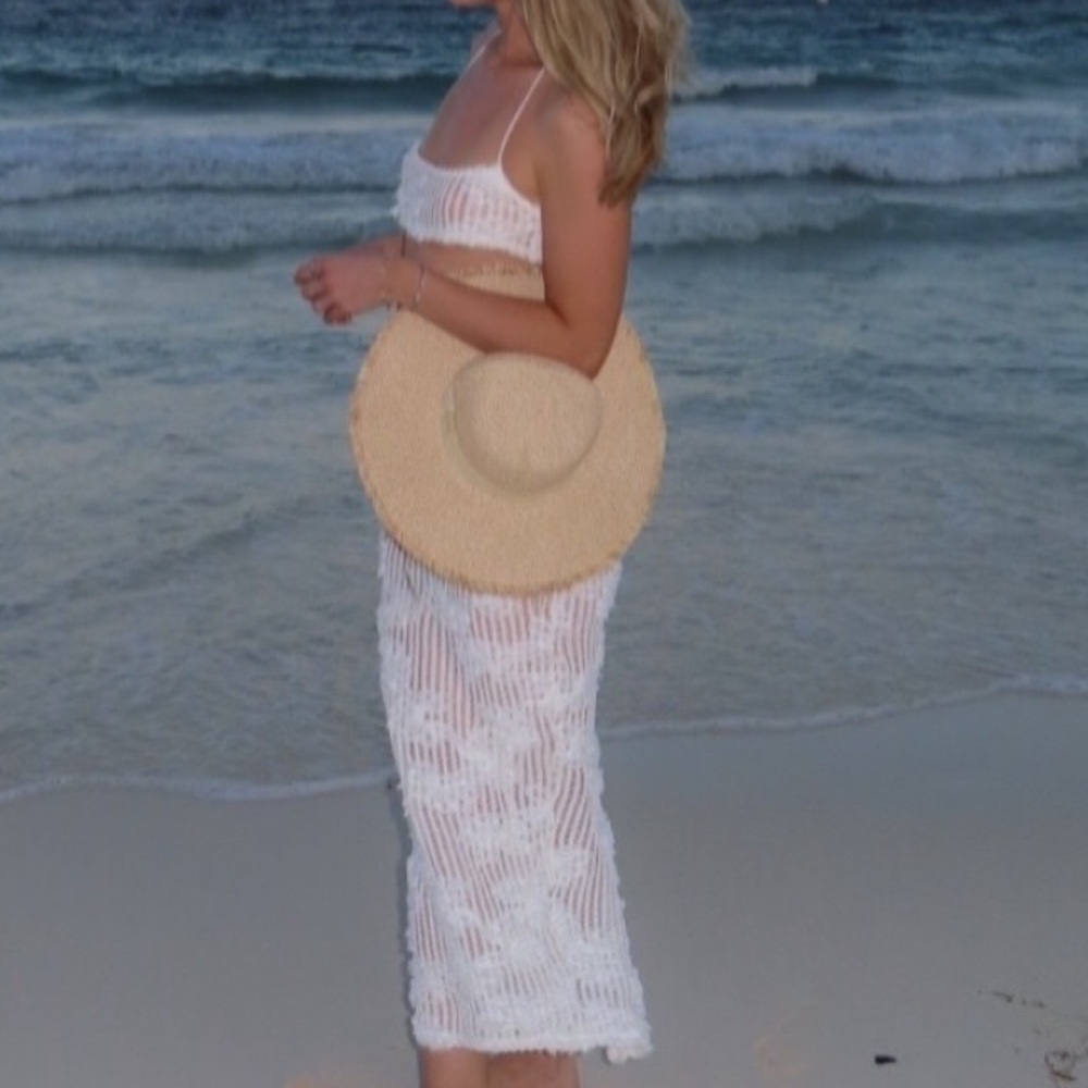 White Crochet 2 pc Beach Cover-Up Dress SHEIN